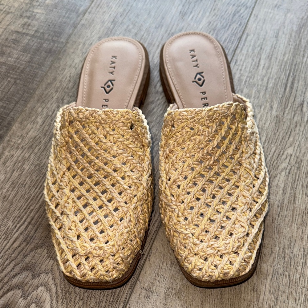Katy Perry Beige Woven Mules